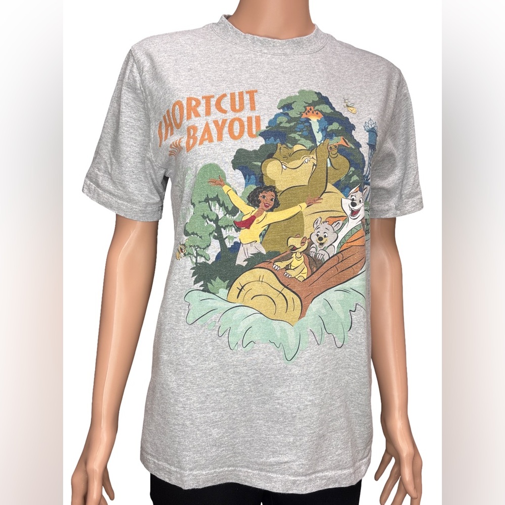 Disney Gray 'Shortcut to the Bayou' Graphic Short Sleeve Cotton Tee Small
